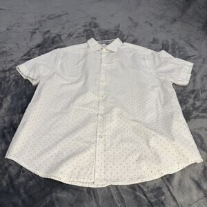 Denim & Flower Ricky Singh Men's Sz XL White Polka Dot Cotton Button Up Shirt